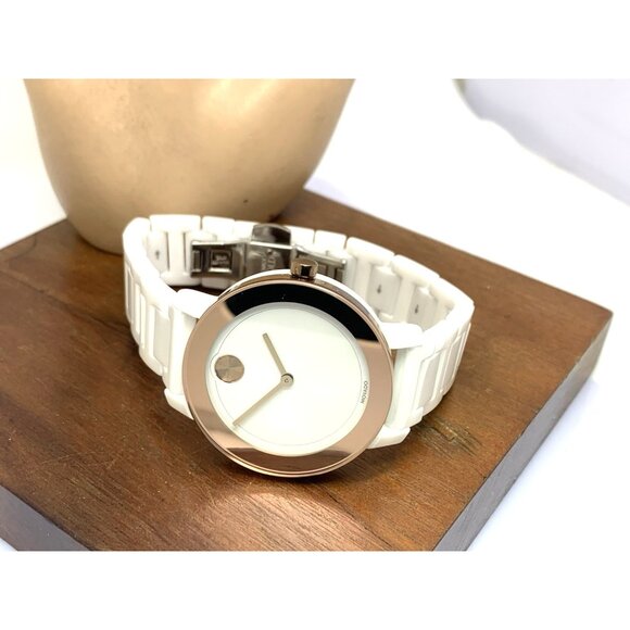 Movado Women\'s Watch 3600753 Bold White Dial Rose Gold Swiss Quartz 36mm Ceramic main image 9